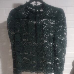 Adiva Dark Green Lace Blouse
